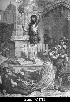 "Die große Pest: der wahnsinnige auszusprechen den Untergang von London", 1665-1666 (1905).  Künstler: AB Frost. Stockfoto
