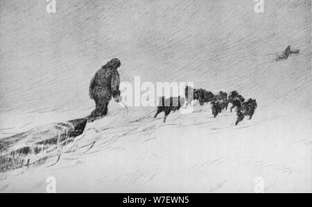 "Nansen und Johansen Schlittenfahrten durch die Drift Schnee im Jahre 1895", 1896, (1928). Künstler: H Egidius. Stockfoto