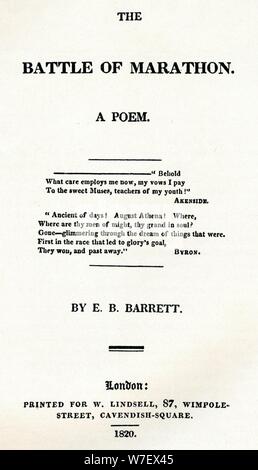 "Die Schlacht von Marathon. Ein Gedicht ", 1820. Künstler: unbekannt. Stockfoto