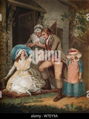 "Fair Penitent. Laetitia in Buße findet Erleichterung und Schutz von ihren Eltern, c1811. Künstler: John Raphael Smith. Stockfoto