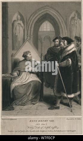 "König Heinrich VIII. 3. Akt. Szene 2. Wolsey, Herzog von Norfolk, Suffolk & c', 1796.  Künstler: WC Wilson. Stockfoto
