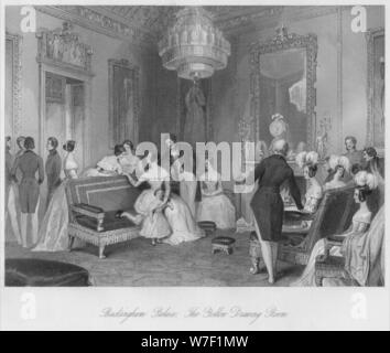 "Buckingham Palast. Der gelbe Salon ", c1841. Künstler: Henry Melville. Stockfoto