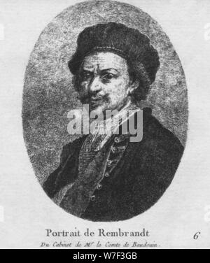"Portrait de Rembrandt - Du Cabinet de Herr le Comte de Baudouin', c1770. Künstler: Christian Gottfried Schulze. Stockfoto