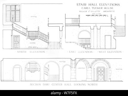 Treppe Hall Höhen - Haus von Carll Tucker, Mount Kisco, New York, 1925. Künstler: Walker und Gillette. Stockfoto