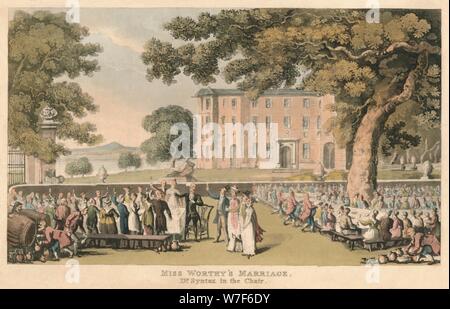 "Fräulein würdig Ehe, Dr. Syntax auf dem Stuhl', 1820. Künstler: Thomas Rowlandson. Stockfoto