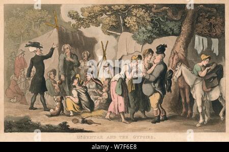 "Dr Syntax und den Zigeunern", 1820. Künstler: Thomas Rowlandson. Stockfoto