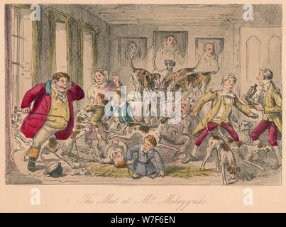 "Die treffen sich bei Herrn Muleygrubs, 1854. Künstler: John Leech. Stockfoto