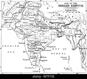 "Map of the Indian Empire", c1912. Künstler: unbekannt. Stockfoto