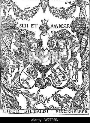 "Exlibris von Willibald Pirkheimer" c1502-1503, (1906). Künstler: Albrecht Dürer. Stockfoto