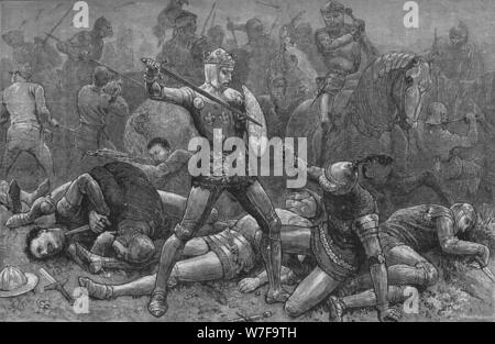 "Henry und Alencon bei Agincourt", 25 Oktober 1415, (c1880). Künstler: unbekannt. Stockfoto