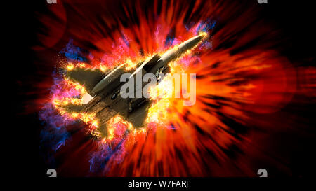 Digital verbesserte McDonnell Douglas F-15 Eagle Bild als Fliegen Vergangenheit eine Supernova beeinflussen Stockfoto