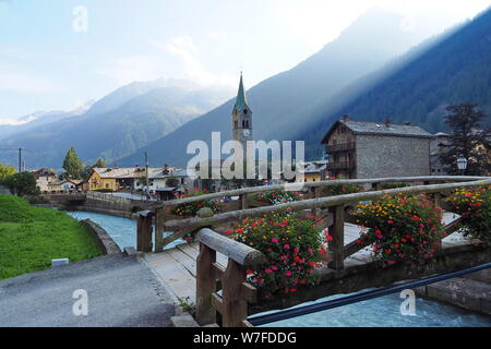 Gressoney Saint Jean Stadtbild, Aosta, Italien. Stockfoto