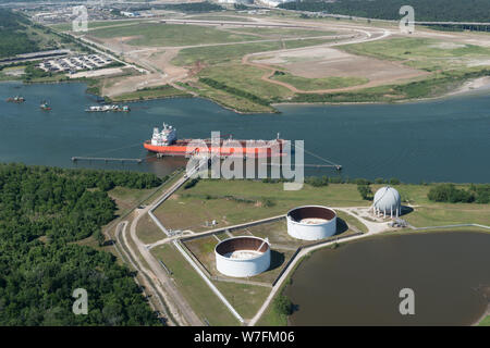 Luftbild 2014 des Houston Ship Channel und Umgebung Energie in Houston, Texas Stockfoto