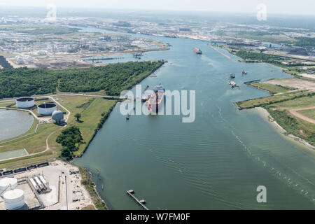 Luftbild 2014 des Houston Ship Channel und Umgebung Energie in Houston, Texas Stockfoto
