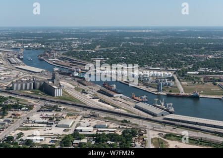 Luftbild 2014 des Houston Ship Channel und Umgebung Energie in Houston, Texas Stockfoto