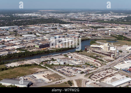 Luftbild 2014 des Houston Ship Channel und Umgebung Energie in Houston, Texas Stockfoto