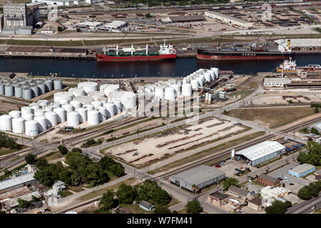 Luftbild 2014 des Houston Ship Channel und Umgebung Energie in Houston, Texas Stockfoto