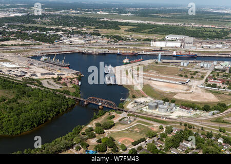 Luftbild 2014 des Houston Ship Channel und Umgebung Energie in Houston, Texas Stockfoto