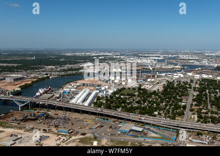 Luftbild 2014 des Houston Ship Channel und Umgebung Energie in Houston, Texas Stockfoto