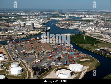 Luftbild 2014 des Houston Ship Channel und Umgebung Energie in Houston, Texas Stockfoto