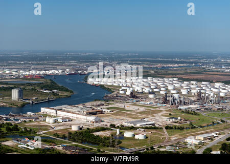 Luftbild 2014 des Houston Ship Channel und Umgebung Energie in Houston, Texas Stockfoto