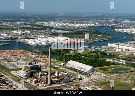 Luftbild 2014 des Houston Ship Channel und Umgebung Energie in Houston, Texas Stockfoto