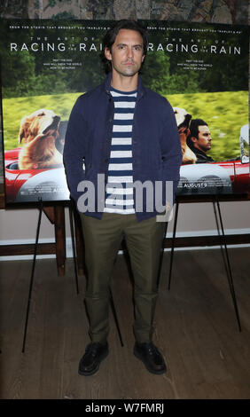 August 05, 2019 Milo Ventimiglia besuchen. Twentieth Century Fox Vorführung der Kunst der Racing im Regen an der Whitby Hotel in New York. August 05, 2019 Quelle: RW/MediaPunch Stockfoto