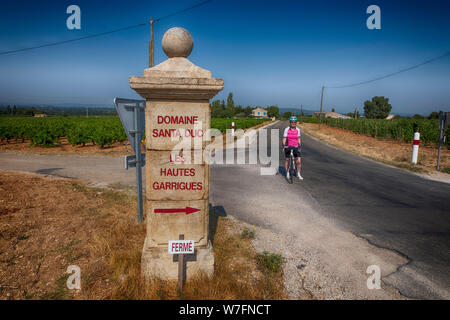 Domaine Santa Duc Gigondas Weinberg Zeichen in Provence-Alpes-Cote d'Azur, Frankreich Stockfoto