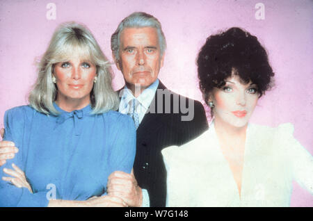 John forsythe, Linda Evans, Joan Collins, Dynastie, 80 s Stockfoto