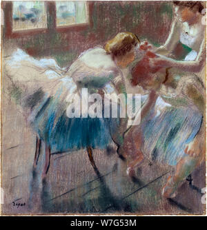 Edgar Degas, drei Tänzer, die sich auf den Unterricht vorbereiten, Pastellzeichnung, nach 1878 Stockfoto