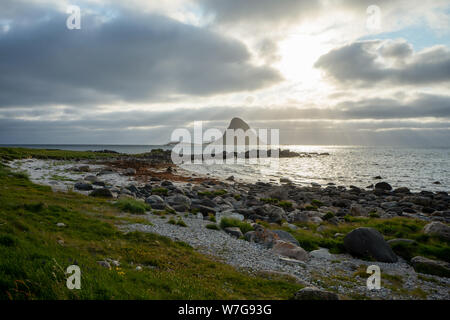 Nationale touristische Route auf der Insel Andoya Vesteralen Archipel, Nordland County im Norden Norwegens. Bleik ist ein Fischerdorf an der nordwestlichen Par Stockfoto