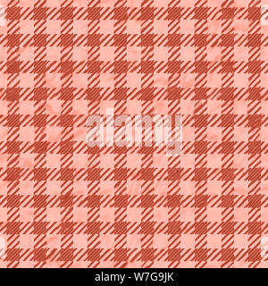 Lebende Koralle Farbe des Jahres 2019. Karo Tischdecke Textur Hintergrund nahtlos mit Korallen in trendigen Farben. Stockfoto