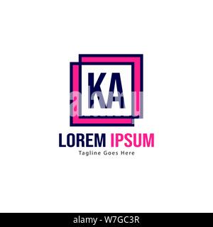 Erste KA logo Vorlage mit modernen Rahmen. Minimalistische KA schreiben logo Vector Illustration Design Stock Vektor