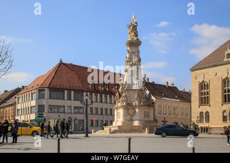 Budapest, Ungarn, 22. März 2018: die Statue der Heiligen Dreifaltigkeit, Budapest, Ungarn. Stockfoto