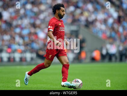 MOHAMED SALAH Liverpool Liverpool gegen Manchester City, FA Community Shield Wembley Stadion, LONDON, ENGLAND, 04. August 2019 GBD 14540 Liverpool gegen Manchester City den FA Community Shield 04/08/19 WARNUNG! Dieses Foto darf nur verwendet für Zeitung und/oder Zeitschrift redaktionelle Zwecke. Möglicherweise nicht für Publikationen, bei denen 1 Spieler verwendet werden, 1 Club oder 1 Wettbewerb ohne schriftliche Genehmigung von Fußball DataCo Ltd. Für Rückfragen wenden Sie sich bitte an Fußball DataCo Ltd +44 (0) 207 864 9121 Stockfoto