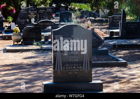 Grabsteine in einem deutschen Friedhof, Otjiwarongo, Namibia Stockfoto