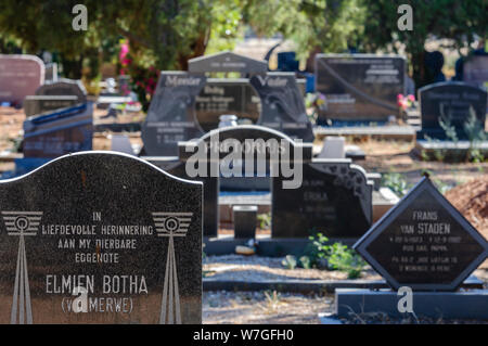 Grabsteine in einem deutschen Friedhof, Otjiwarongo, Namibia Stockfoto