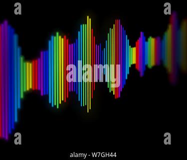 Spracherkennungstechnologie oder Tonaufnahmekonzept: Mehrfarbige Schallwellen. Stock Vektor