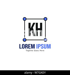 Erste KH logo Vorlage mit modernen Rahmen. Minimalistische KH schreiben logo Vector Illustration Design Stock Vektor