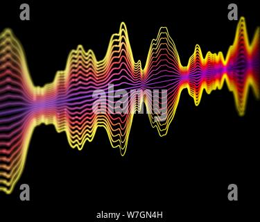 Spracherkennungstechnologie oder Tonaufnahmekonzept: Mehrfarbige Schallwellen. Stock Vektor