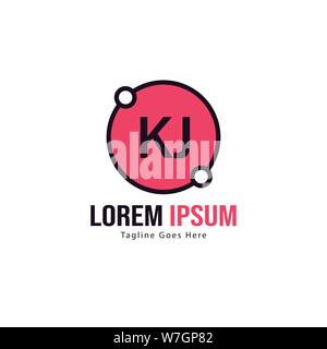 Erste KJ-logo Vorlage mit modernen Rahmen. Minimalistische KJ schreiben logo Vector Illustration Design Stock Vektor