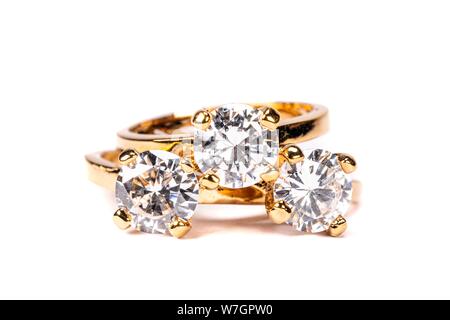 Nahaufnahme von Clear Stone Gold Ringe Stockfoto