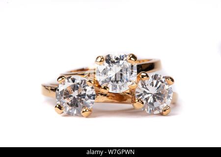 Nahaufnahme von Clear Stone Gold Ringe Stockfoto