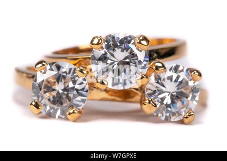 Nahaufnahme von Clear Stone Gold Ringe Stockfoto
