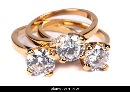Nahaufnahme von Clear Stone Gold Ringe Stockfoto