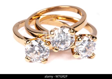Nahaufnahme von Clear Stone Gold Ringe Stockfoto