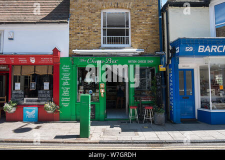 Der Käse "British Cheese Shop in Whitstable, Kent, Großbritannien Stockfoto