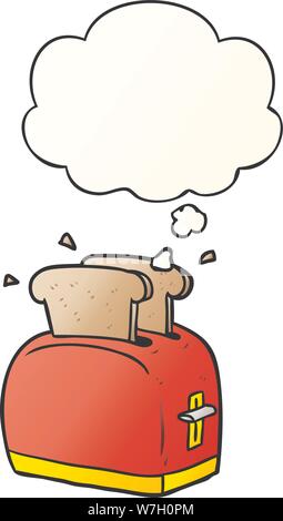 Cartoon Toaster mit dachte Blase in glatten Farbverlauf Stock Vektor