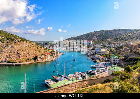 Die Bucht von Balaklava, schöner Teil von Sewastopol, Krim Stockfoto