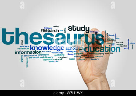 Thesaurus Konzept Word Cloud-Hintergrund Stockfoto